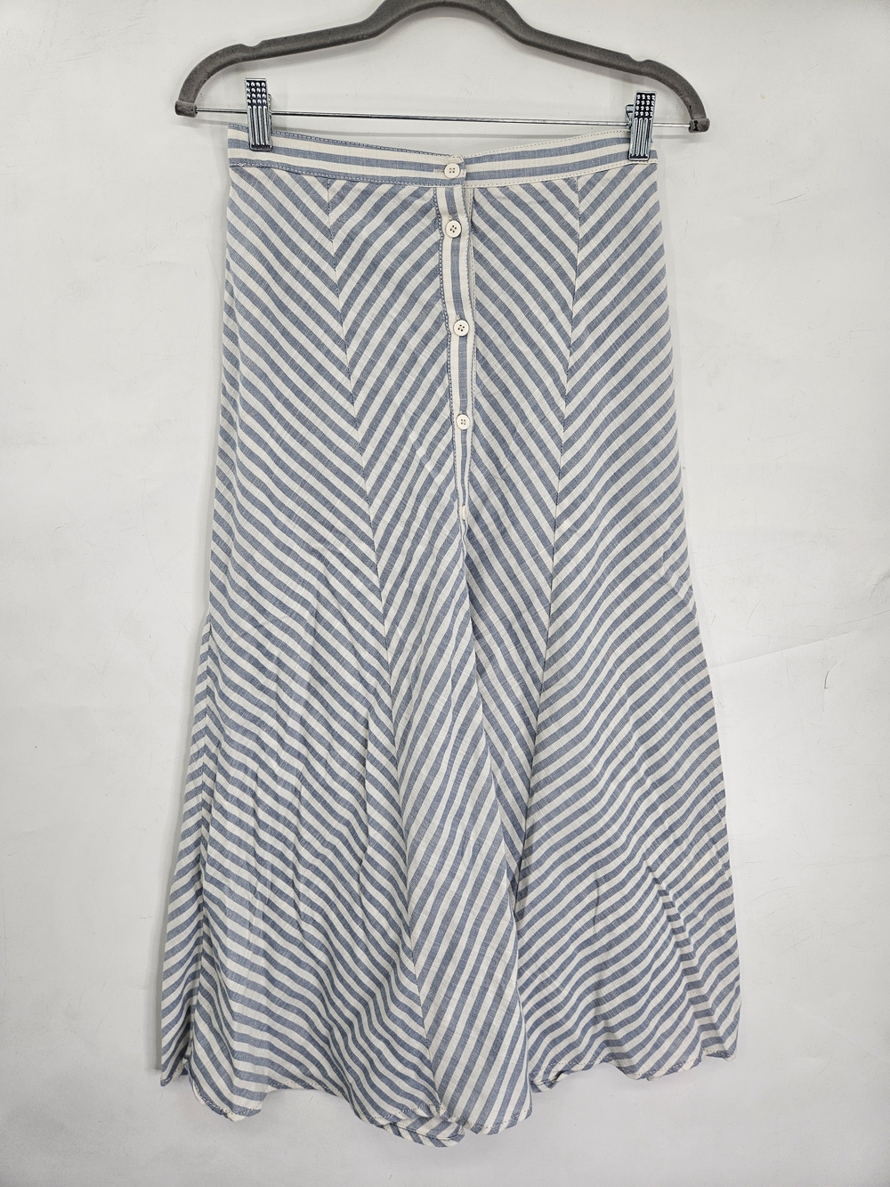 Max Studio Blue & White Striped A-Line Button-Front Skirt